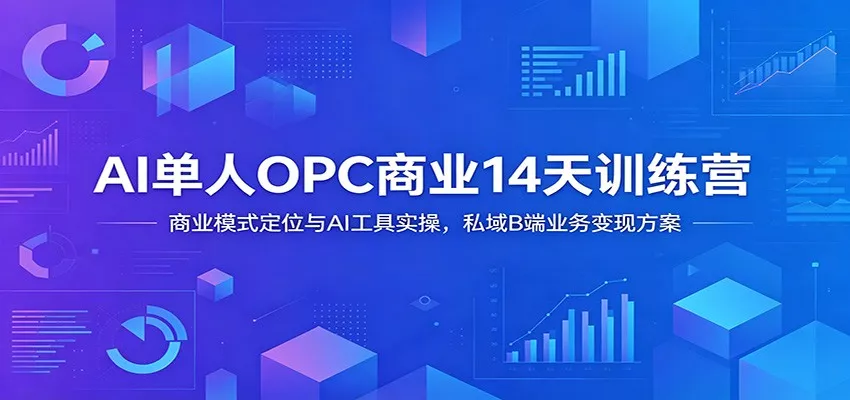 AI单人OPC商业14天训练营：商业模式定位与AI工具实操，私域B端业务变现方案 一点学习助手-零基础自学教程-副业项目-兴趣学习-网盘拉新平台-英语启蒙项目资源网