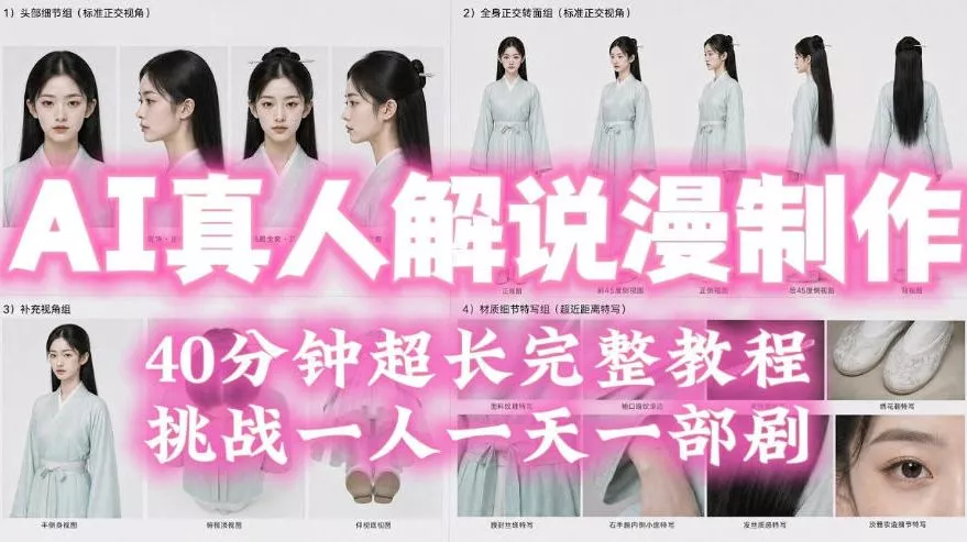 2026年AI真人解说漫剧自动批量化制作教程，40分钟超长完整，自动批量化制作，挑战一人一天一部剧！ 一点学习助手-零基础自学教程-副业项目-兴趣学习-网盘拉新平台-英语启蒙项目资源网