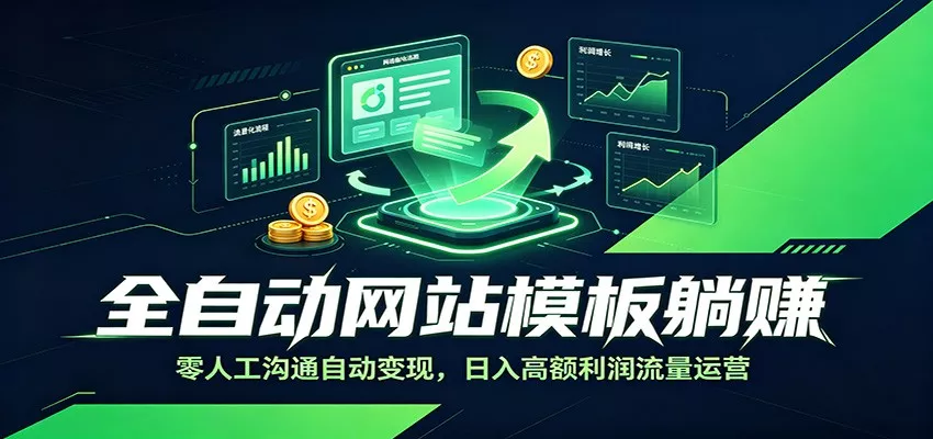 全自动网站模板躺赚：零人工沟通自动变现，日入高额利润流量运营 一点学习助手-零基础自学教程-副业项目-兴趣学习-网盘拉新平台-英语启蒙项目资源网