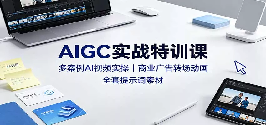 AIGC实战特训课：多案例AI视频实操，商业广告转场动画，全套提示词素材 一点学习助手-零基础自学教程-副业项目-兴趣学习-网盘拉新平台-英语启蒙项目资源网