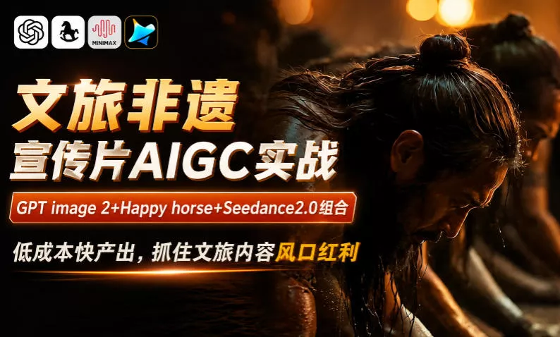 文旅非遗宣传片AIGC实战，GPT image 2+Happy horse+Seedance2.0组合，低成本快产出，抓住文旅内容风口红利 一点学习助手-零基础自学教程-副业项目-兴趣学习-网盘拉新平台-英语启蒙项目资源网