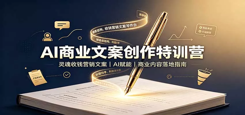 AI商业文案创作特训营：灵魂收钱营销文案，AI赋能，商业内容落地指南 一点学习助手-零基础自学教程-副业项目-兴趣学习-网盘拉新平台-英语启蒙项目资源网