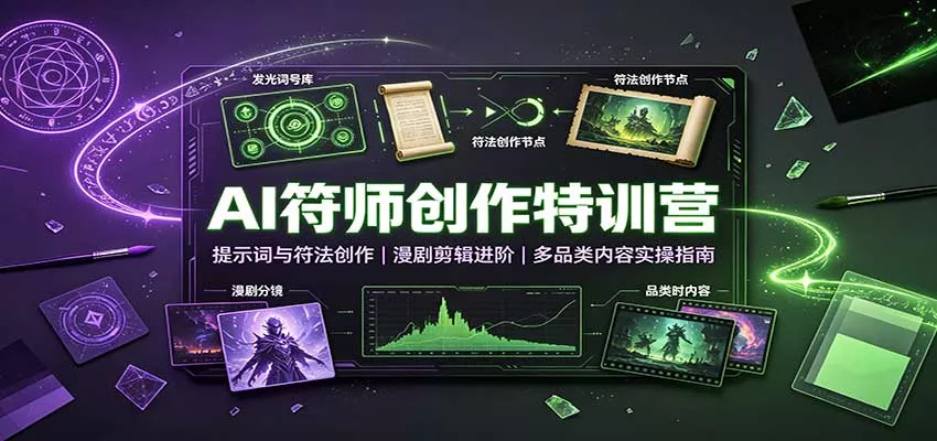 AI符师创作特训营：提示词与符法创作，漫剧剪辑进阶，多品类内容实操指南 一点学习助手-零基础自学教程-副业项目-兴趣学习-网盘拉新平台-英语启蒙项目资源网