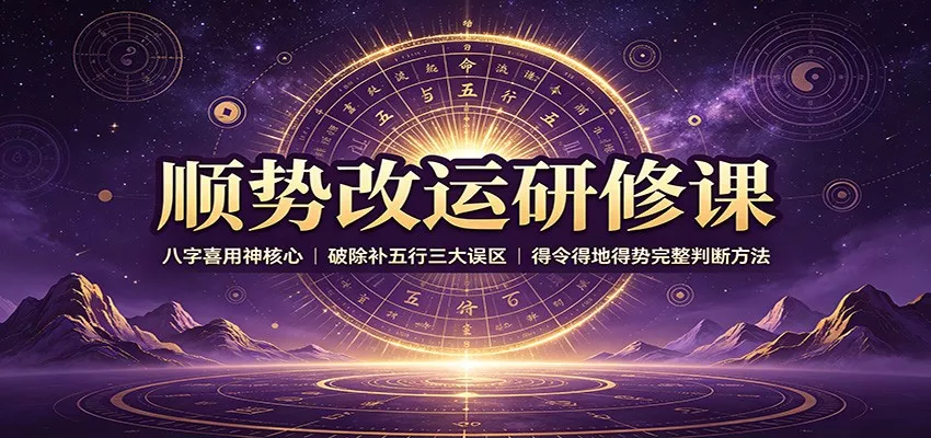 顺势改运研修课：八字喜用神核心，破除补五行三大误区，得令得地得势完整判断方法 一点学习助手-零基础自学教程-副业项目-兴趣学习-网盘拉新平台-英语启蒙项目资源网