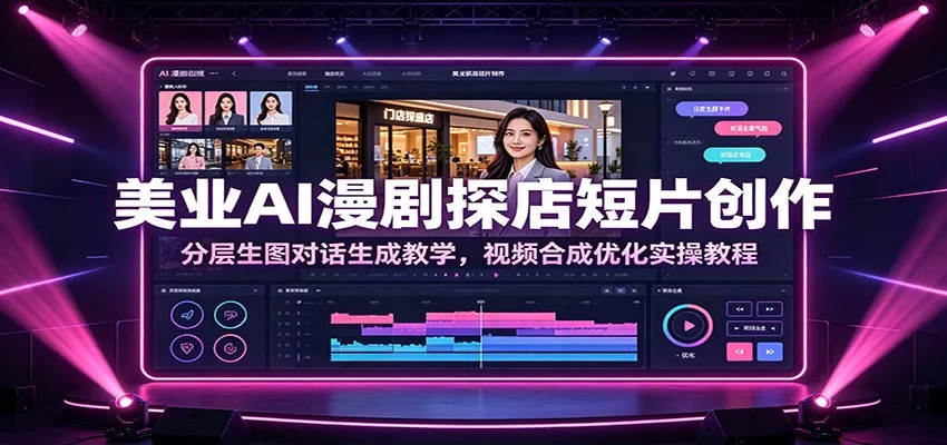 美业AI漫剧探店短片创作：分层生图对话生成教学，视频合成优化实操教程 一点学习助手-零基础自学教程-副业项目-兴趣学习-网盘拉新平台-英语启蒙项目资源网