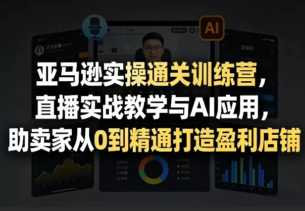 亚马逊实操通关训练营，直播实战教学与AI应用，助卖家从0到精通打造盈利店铺(更新8月17日) 一点学习助手-零基础自学教程-副业项目-兴趣学习-网盘拉新平台-英语启蒙项目资源网