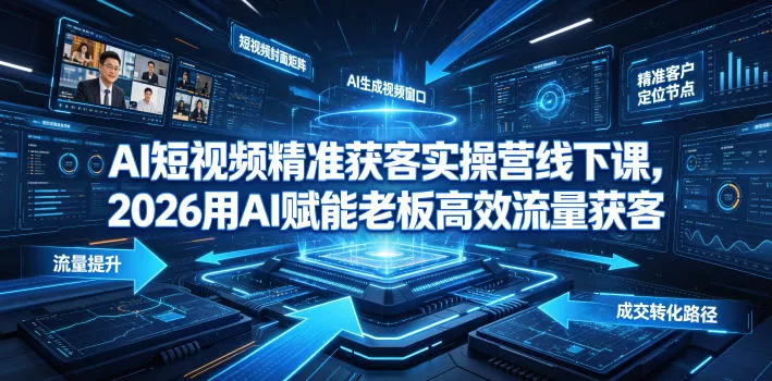 AI短视频精准获客实操营6月10-14号线下课，2026用AI赋能老板高效流量获客 一点学习助手-零基础自学教程-副业项目-兴趣学习-网盘拉新平台-英语启蒙项目资源网