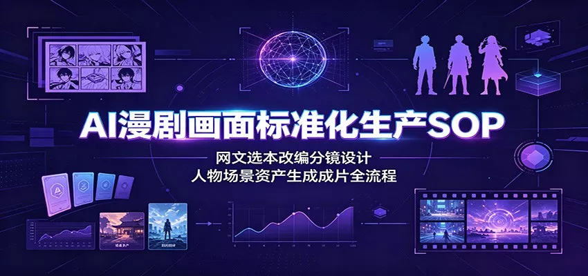 AI漫剧画面标准化生产SOP：网文选本改编分镜设计，人物场景资产生成成片全流程 一点学习助手-零基础自学教程-副业项目-兴趣学习-网盘拉新平台-英语启蒙项目资源网