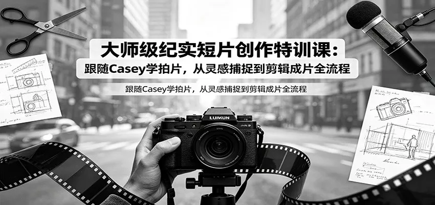 大师级纪实短片创作特训课：跟随Casey学拍片，从灵感捕捉到剪辑成片全流程 一点学习助手-零基础自学教程-副业项目-兴趣学习-网盘拉新平台-英语启蒙项目资源网