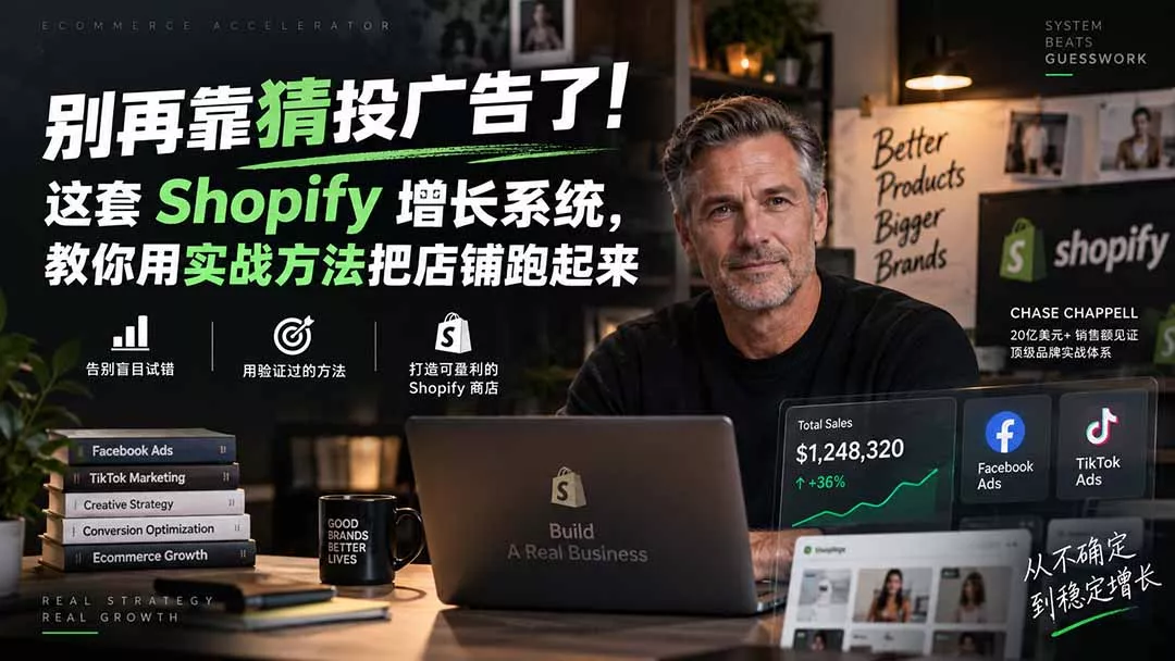 别再靠猜投广告了！这套 Shopify 增长系统，教你用实战方法把店铺跑起来【原创双语字幕】 一点学习助手-零基础自学教程-副业项目-兴趣学习-网盘拉新平台-英语启蒙项目资源网