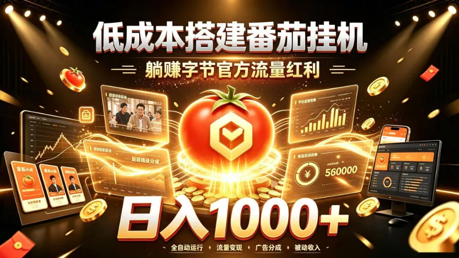 低成本搭建番茄挂G，躺賺字节官方流量红利，日入1k+，全程傻瓜式落地【揭秘】 一点学习助手-零基础自学教程-副业项目-兴趣学习-网盘拉新平台-英语启蒙项目资源网