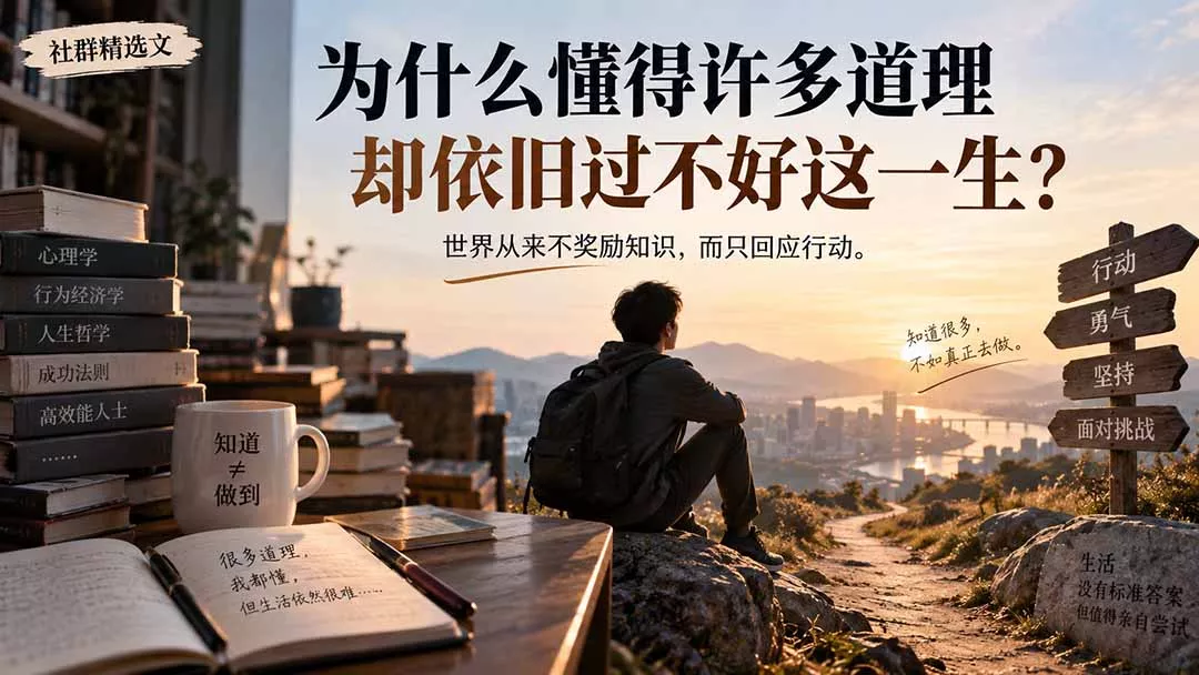 社群精选文：为什么懂得许多道理却依旧过不好这一生？ 一点学习助手-零基础自学教程-副业项目-兴趣学习-网盘拉新平台-英语启蒙项目资源网