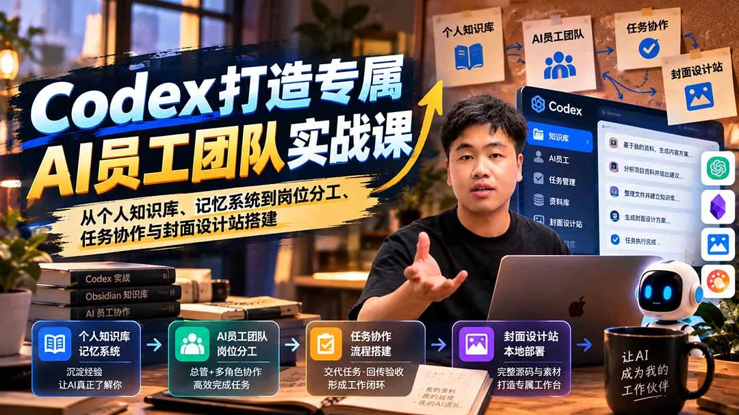 【无水印】Codex打造专属AI员工团队实战课：从个人知识库、记忆系统到岗位分工、任务协作与封面设计站搭建 一点学习助手-零基础自学教程-副业项目-兴趣学习-网盘拉新平台-英语启蒙项目资源网