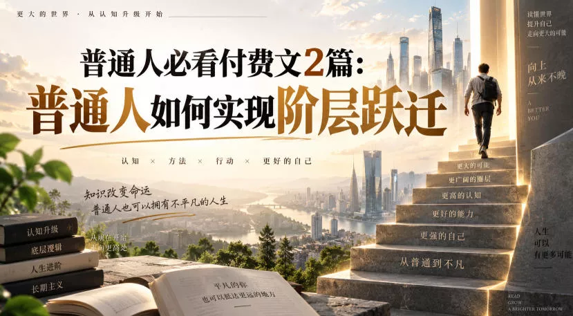 普通人必看付费文2篇：普通人如何实现阶层跃迁 一点学习助手-零基础自学教程-副业项目-兴趣学习-网盘拉新平台-英语启蒙项目资源网