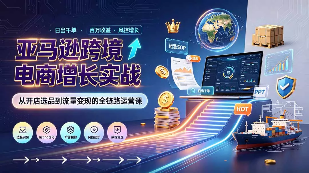 亚马逊0-1孵化特训营8期：从注册风控到稳定日出千单实战，规避审核封店风险，标准化执行流程落地 一点学习助手-零基础自学教程-副业项目-兴趣学习-网盘拉新平台-英语启蒙项目资源网