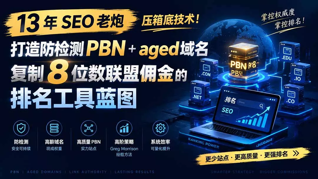 13 年 SEO 老炮压箱底技术！打造防检测 PBN+aged 域名，复制 8 位数联盟佣金的排名工具蓝图【原创双语字幕】 一点学习助手-零基础自学教程-副业项目-兴趣学习-网盘拉新平台-英语启蒙项目资源网
