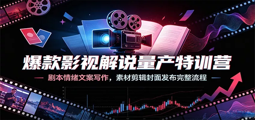 爆款影视解说量产特训营：剧本情绪文案写作，素材剪辑封面发布完整流程 一点学习助手-零基础自学教程-副业项目-兴趣学习-网盘拉新平台-英语启蒙项目资源网