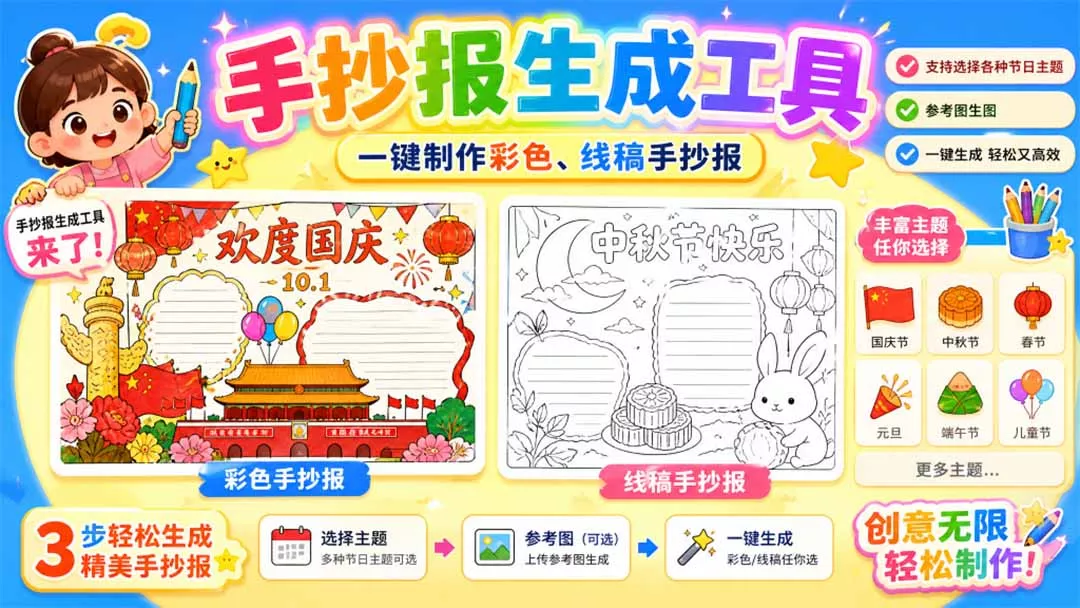 手抄报批量生成工具来了，完全免费，告别豆包生图，这个高清无水印 一点学习助手-零基础自学教程-副业项目-兴趣学习-网盘拉新平台-英语启蒙项目资源网