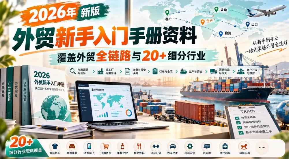 2026年新版外贸新手入门手册资料，覆盖外贸全链路与20+细分行业 一点学习助手-零基础自学教程-副业项目-兴趣学习-网盘拉新平台-英语启蒙项目资源网