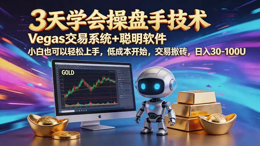 三天学会操盘手技术【顺势而为第八期】Vegas交易技术+聪明软件，日赚50-300U 一点学习助手-零基础自学教程-副业项目-兴趣学习-网盘拉新平台-英语启蒙项目资源网