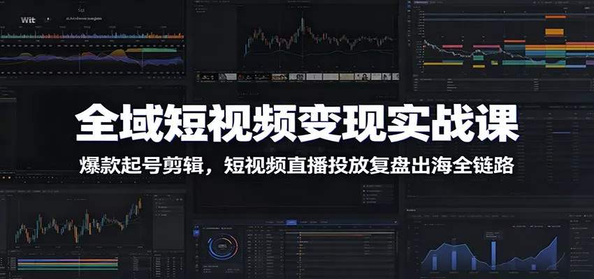 全域短视频变现实战课：爆款起号剪辑，短视频直播投放复盘出海全链路 一点学习助手-零基础自学教程-副业项目-兴趣学习-网盘拉新平台-英语启蒙项目资源网
