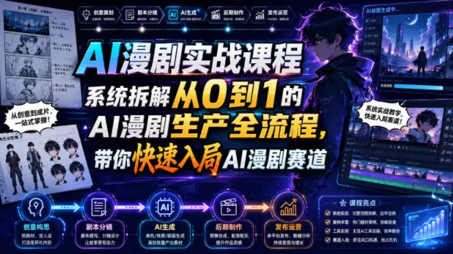 AI漫剧实战课程，系统拆解从0到1的AI漫剧生产全流程，带你快速入局AI漫剧赛道 一点学习助手-零基础自学教程-副业项目-兴趣学习-网盘拉新平台-英语启蒙项目资源网