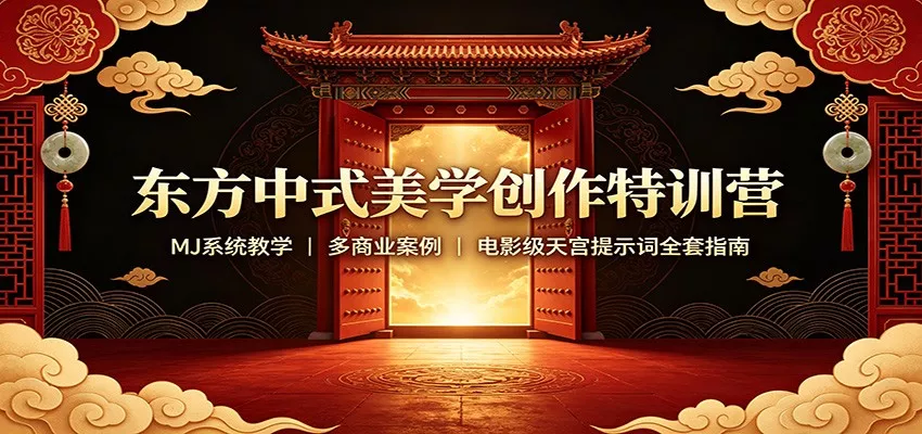 东方中式美学创作特训营：MJ系统教学，多商业案例，电影级天宫提示词全套指南 一点学习助手-零基础自学教程-副业项目-兴趣学习-网盘拉新平台-英语启蒙项目资源网