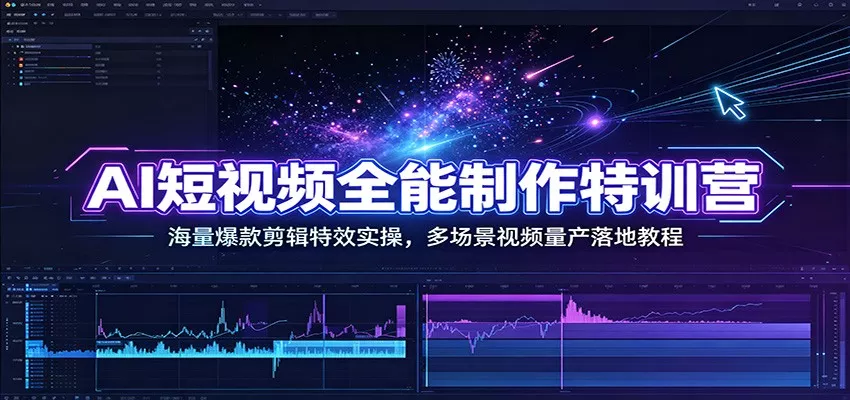 AI短视频全能制作特训营：海量爆款剪辑特效实操，多场景视频量产落地教程 一点学习助手-零基础自学教程-副业项目-兴趣学习-网盘拉新平台-英语启蒙项目资源网