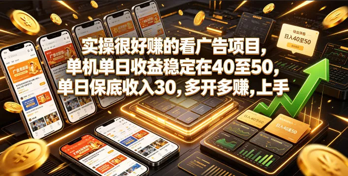 实操很好賺的看广告项目，单机单日收益稳定在40至50，单日保底收入30，多开多賺，上手就能变现【揭秘】 一点学习助手-零基础自学教程-副业项目-兴趣学习-网盘拉新平台-英语启蒙项目资源网