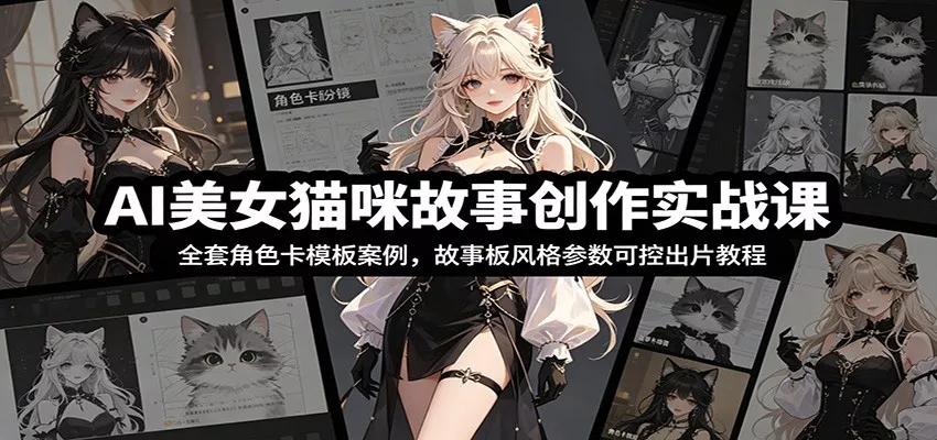AI美女猫咪故事创作实战课：全套角色卡模板案例，故事板风格参数可控出片教程 一点学习助手-零基础自学教程-副业项目-兴趣学习-网盘拉新平台-英语启蒙项目资源网