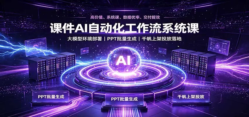 课件AI自动化工作流系统课：大模型环境部署，PPT批量生成，千帆上架投放落地 一点学习助手-零基础自学教程-副业项目-兴趣学习-网盘拉新平台-英语启蒙项目资源网