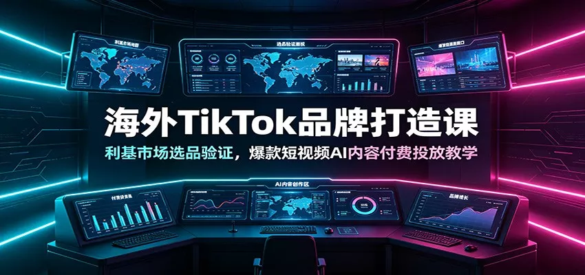 海外TikTok品牌打造课：利基市场选品验证，爆款短视频AI内容付费投放教学 一点学习助手-零基础自学教程-副业项目-兴趣学习-网盘拉新平台-英语启蒙项目资源网