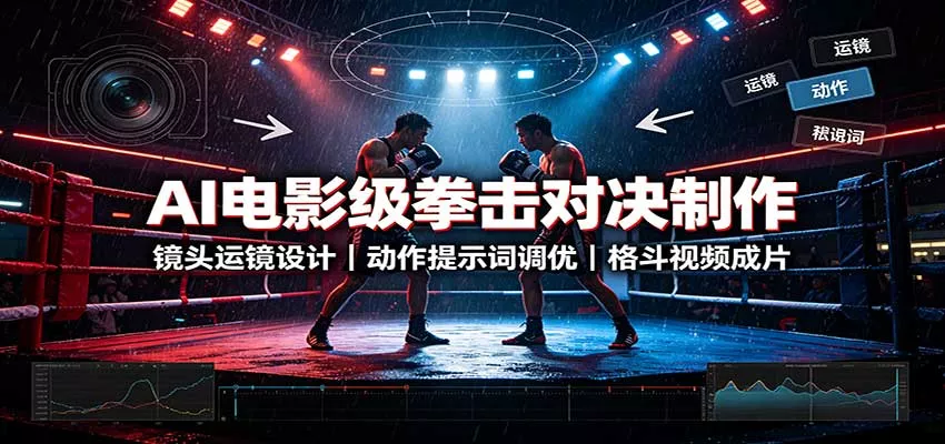 AI电影级拳击对决制作：镜头运镜设计，动作提示词调优，格斗视频成片 一点学习助手-零基础自学教程-副业项目-兴趣学习-网盘拉新平台-英语启蒙项目资源网