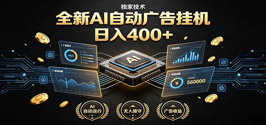 全新AI自动广告挂机 独家技术 躺赚400+ 全程无需人工值守 一点学习助手-零基础自学教程-副业项目-兴趣学习-网盘拉新平台-英语启蒙项目资源网