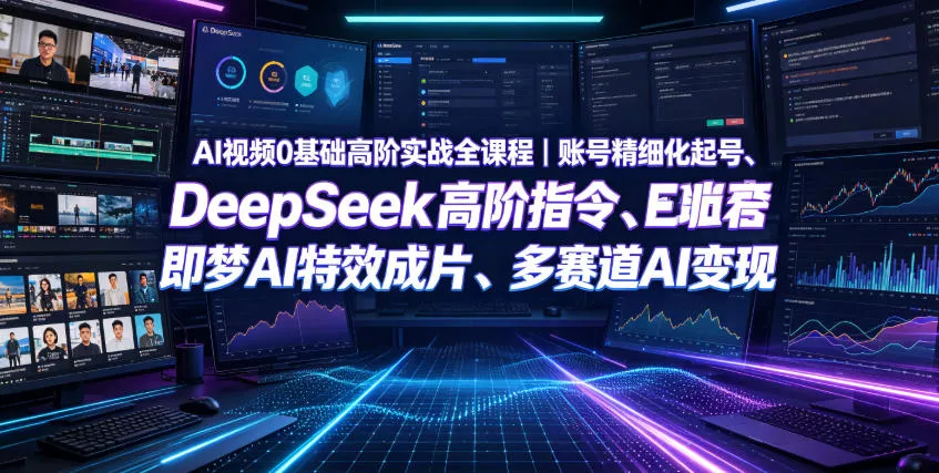 AI视频0基础高阶实战全课程｜账号精细化起号、DeepSeek高阶指令、即梦AI特效成片、多赛道AI短视频量产变现 一点学习助手-零基础自学教程-副业项目-兴趣学习-网盘拉新平台-英语启蒙项目资源网