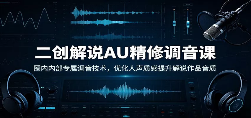 二创解说AU精修调音课：圈内内部专属调音技术，优化人声质感提升解说作品音质 一点学习助手-零基础自学教程-副业项目-兴趣学习-网盘拉新平台-英语启蒙项目资源网