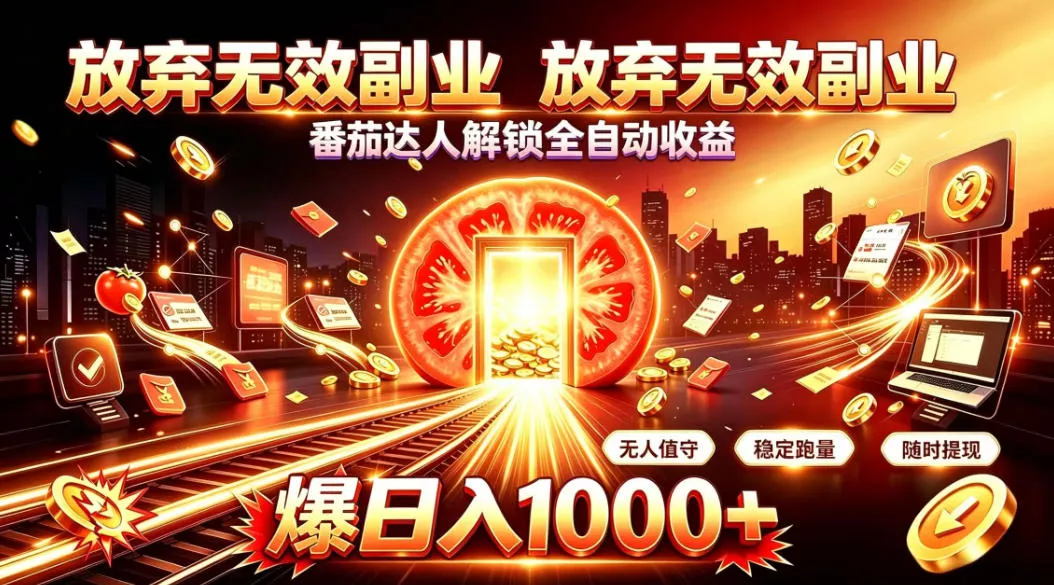 放弃无效副业，番茄达人解锁全自动收益，日入1k+，门槛最低的线上轻资产项目【揭秘】 一点学习助手-零基础自学教程-副业项目-兴趣学习-网盘拉新平台-英语启蒙项目资源网
