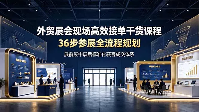 外贸展会现场高效接单干货课程，36步参展全流程规划，展前展中展后标准化获客成交体系 一点学习助手-零基础自学教程-副业项目-兴趣学习-网盘拉新平台-英语启蒙项目资源网