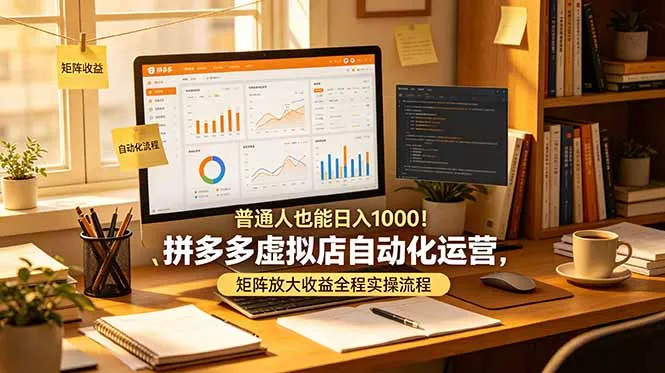 普通人也能日入 1000！拼多多虚拟店自动化运营，矩阵放大收益全程实操流程 一点学习助手-零基础自学教程-副业项目-兴趣学习-网盘拉新平台-英语启蒙项目资源网