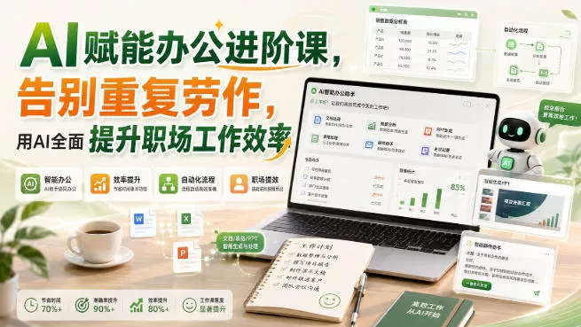AI赋能办公进阶课，告别重复劳作，用AI全面提升职场工作效率 一点学习助手-零基础自学教程-副业项目-兴趣学习-网盘拉新平台-英语启蒙项目资源网