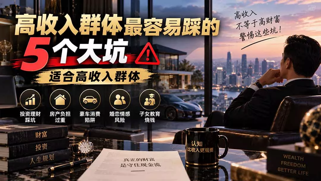 付费文章：高收入群体最容易踩的5个大坑，适合高收入群体 一点学习助手-零基础自学教程-副业项目-兴趣学习-网盘拉新平台-英语启蒙项目资源网