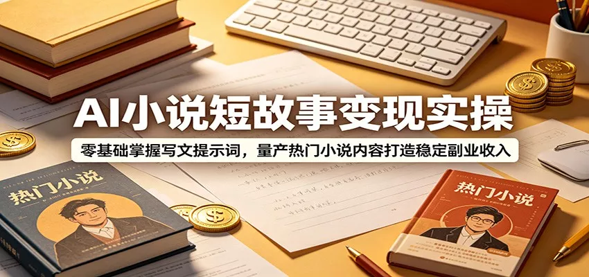 AI小说短故事变现实操：零基础掌握写文提示词，量产热门小说内容打造稳定副业收入 一点学习助手-零基础自学教程-副业项目-兴趣学习-网盘拉新平台-英语启蒙项目资源网