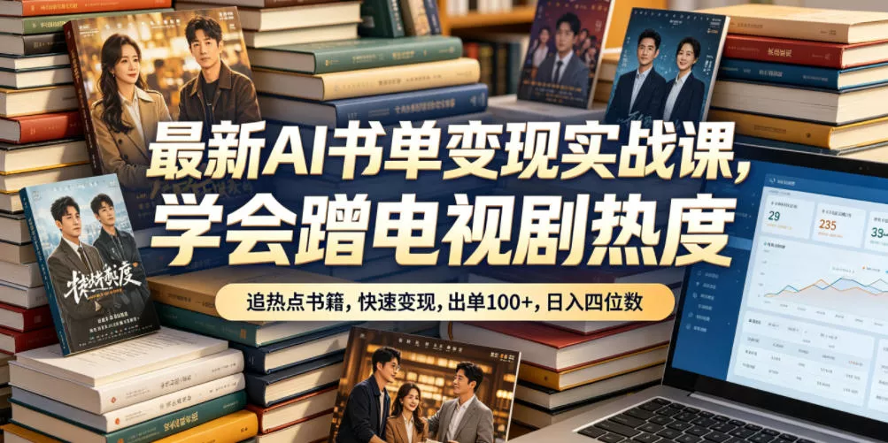 最新AI书单变现实战课，学会蹭电视剧热度，追热点书籍，快速变现，出单100+，日入四位数 一点学习助手-零基础自学教程-副业项目-兴趣学习项目资源网