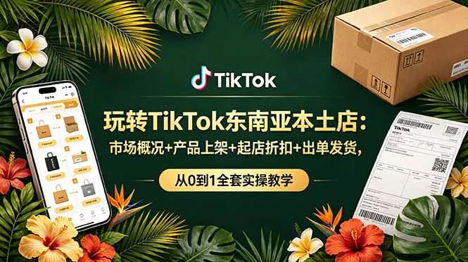 玩转TikTok东南亚本土店：市场概况+产品上架+起店折扣+出单发货，从0到1全套实操教学 一点学习助手-零基础自学教程-副业项目-兴趣学习-网盘拉新平台-英语启蒙项目资源网