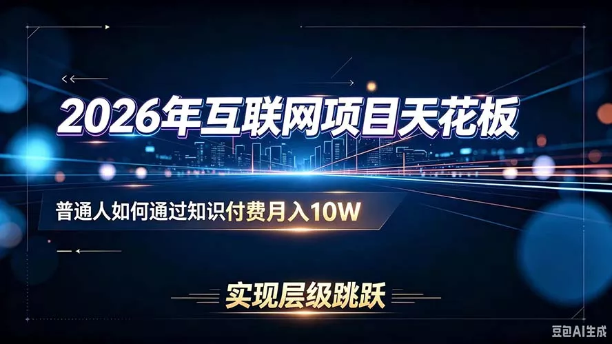 2026年互联网项目天花板：普通人如何通过知识付费月入10W，实现层级跳跃 一点学习助手-零基础自学教程-副业项目-兴趣学习-网盘拉新平台-英语启蒙项目资源网