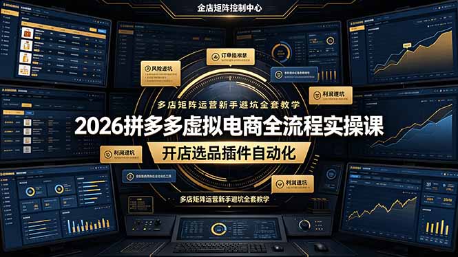 2026拼多多虚拟电商全流程实操课，开店选品插件自动化，多店矩阵运营新手避坑全套教学 一点学习助手-零基础自学教程-副业项目-兴趣学习-网盘拉新平台-英语启蒙项目资源网