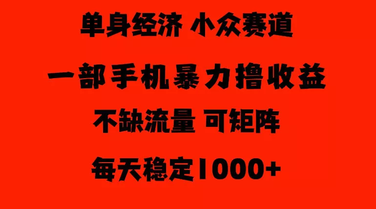 26年暴力单身经济，稳定日入500-1k，不缺流量，流量极大，冷门小众赛道，门槛低小白轻松上手【揭秘】 一点学习助手-零基础自学教程-副业项目-兴趣学习-网盘拉新平台-英语启蒙项目资源网