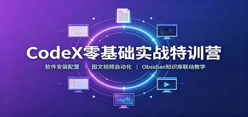 CodeX零基础实战特训营：软件安装配置，图文视频自动化，Obsidian知识库联动教学 一点学习助手-零基础自学教程-副业项目-兴趣学习-网盘拉新平台-英语启蒙项目资源网