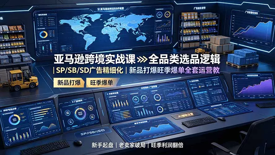亚马逊跨境实战课：全品类选品逻辑｜SP/SB/SD广告精细化｜新品打爆旺季爆单全套运营教程 一点学习助手-零基础自学教程-副业项目-兴趣学习-网盘拉新平台-英语启蒙项目资源网