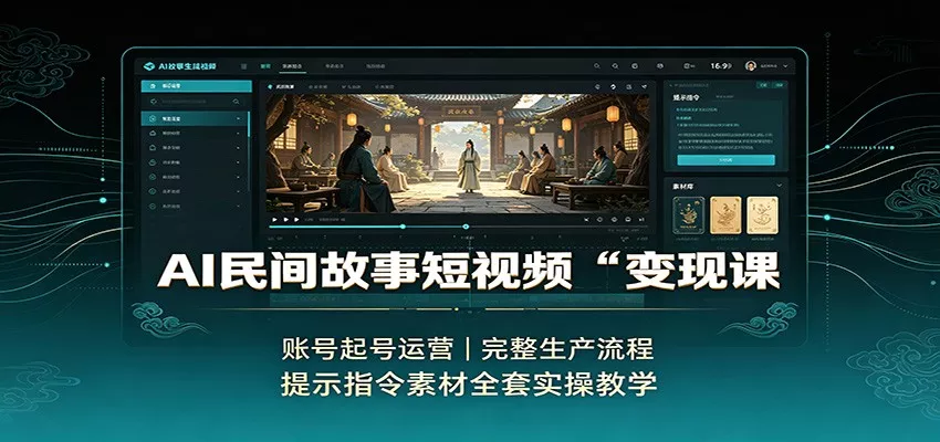 AI民间故事短视频变现课：账号起号运营，完整生产流程，提示指令素材全套实操教学 一点学习助手-零基础自学教程-副业项目-兴趣学习-网盘拉新平台-英语启蒙项目资源网